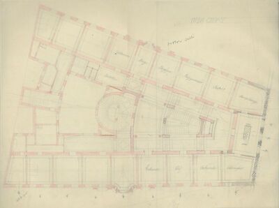 Palača Rossia, natječajni projekt, natječajna studija tlocrta/prvi kat