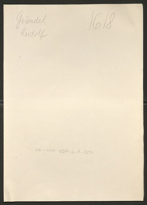 Gründel, Rudolf, 4.2.1910. Policijski karton