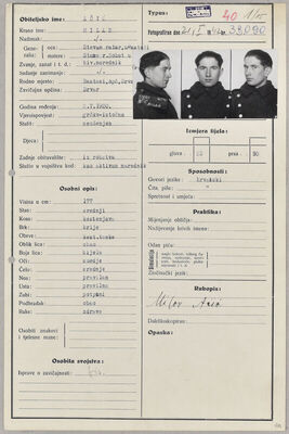 Ačić, Milan, 2.5.1920. Policijski karton