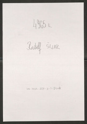 Šijak, Rudolf, 11.1.1905. Policijski karton