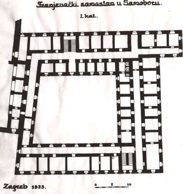 Samobor - Franjevački samostan s crkvom Uznesenja Blažene Djevice Marije, tlocrt