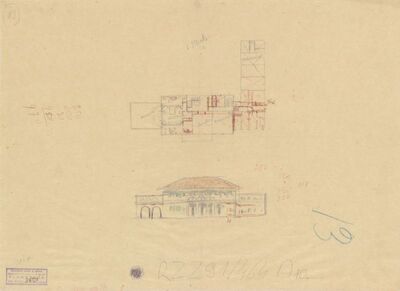 Vila Fröchlich, skica pročelja i tlocrta