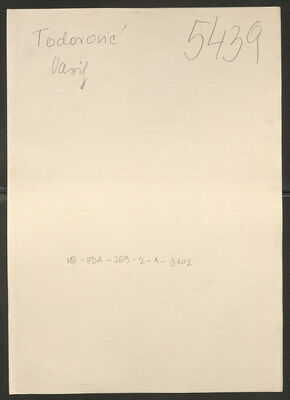 Todorović, Vasilj, oko 27 godina. Policijski karton