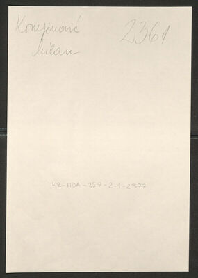 Komljenović, Milan, 25.5.1902. Policijski karton