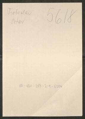 Trobentar, Petar, 29.6.1918. Policijski karton