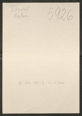 Vidujević, Antun, 12.9.1909. Policijski karton