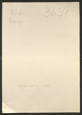 Petelin, Štefanija rođ. Jalžetić, 14.12.1907. Policijski karton