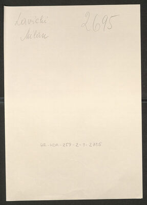 Lavicki, Milan, 20.3.1901. Policijski karton