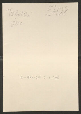 Tobolski, Leon, 8.10.1885. Policijski karton