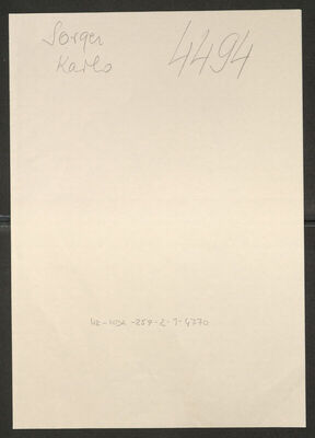 Sorger, Karlo, 1911. Policijski karton