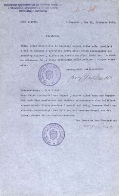 Petar Krstonošić, iskaznica