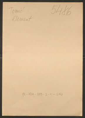 Tomić, Klement, 12.11.1905. Policijski karton