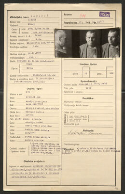 Sabadoš, Simeon, 18.2.1886. Policijski karton