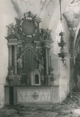 Gorjani Sutinski, Očura (Radoboj) - Kapela sv. Jakova na Očuri, unutrašnjost, detalj, oltar