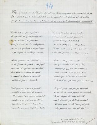 Leggendo il „Piccolo“, poesia dialettale di Giuseppina Benvenutti, autodidatta, 1909 = Čitajući izvješće u Il Piccolo, Trieste = Trst, siječanj 1909., rukopis