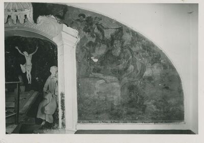 Lepoglava - Bivši pavlinski samostan, zidna slika desno uz centralnu grupu Krista na križu