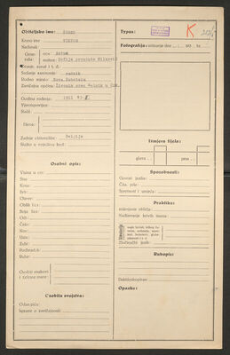 Šuber, Viktor, 23.2.1911. Policijski karton