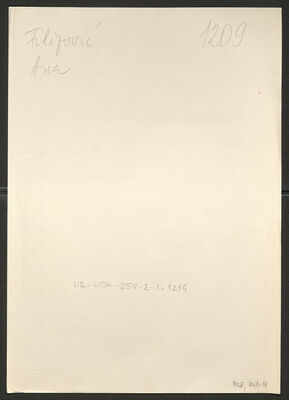 Filipović, Ana rođ. Ivanuš, 2.3.1902. Policijski karton