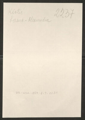 Kirtić, Laksa-Aleksandra, 1909. Policijski karton