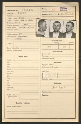 Rogulja, Janko, 1905. Policijski karton