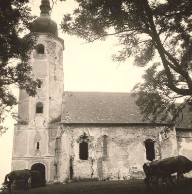 Prozorje - Crkva sv. Martina, zvonik, lađa i dio svetišta