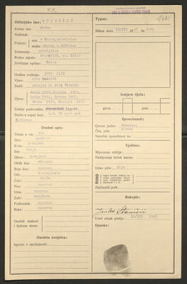 Staničić, Janko, 14.10.1885. Policijski karton