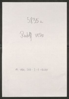 Vedo, Rudolf, 3.3.1907. Policijski karton