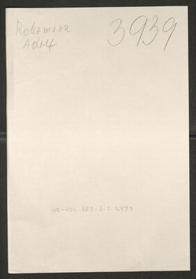 Rohrmann, Adolf, 1922. Policijski karton