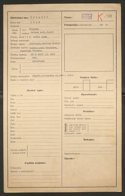 Šubarić, Ivan, 20.10.1910. ili 1911. Policijski karton