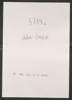 Umnik, Anton, 17.1.1887. Policijski karton