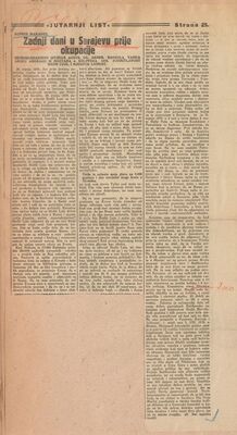 Zadnji dani u Sarajevu prije okupacije