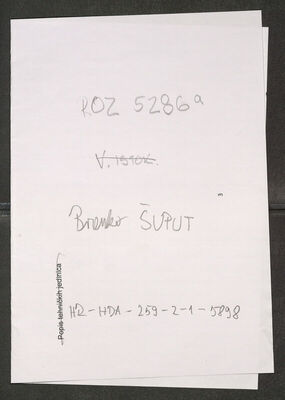 Šuput, Branko, 4.2.1899. Policijski karton