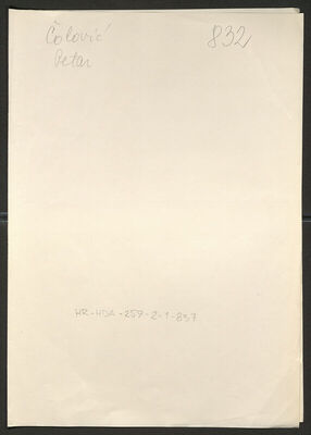 Čolović, Petar, 15.7.1904. Policijski karton