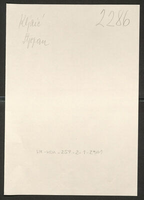 Kljaić, Milić, 13.7.1907. Policijski karton