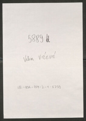 Vićević, Vilim, 4.6.1913. Policijski karton