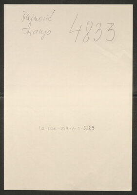 Šajnović, Franjo, 30.3.1893. Policijski karton