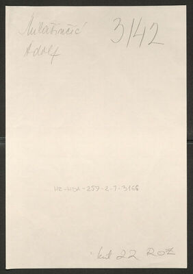 Milašinčić, Adolf, 11.6.1925. Policijski karton