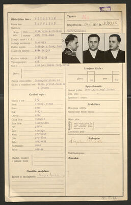 Petrović, Napoleon, 2.4.1914. Policijski karton