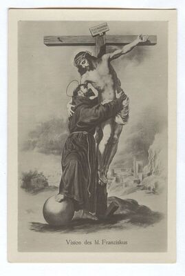 Sveti Franjo Asiški grli Isusa na križu prema slici Bartoloméa Estebana Murilla