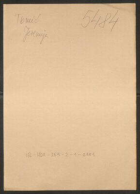 Tomić, Jeremija, 1885. Policijski karton