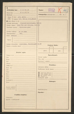 Rupnik, Franjo, 11.4.1884. Policijski karton