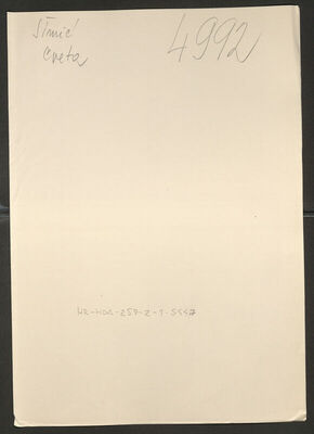 Šimić, Cveta rođ. Anđelković, 10.1.1918. Policijski karton