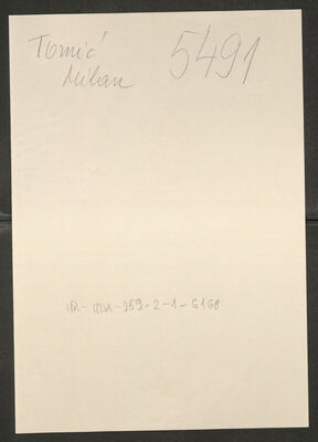 Tomić, Milan, 17.5.1911. Policijski karton