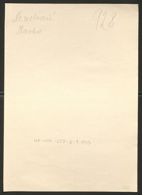 Demetrović, Slavko, 20.5.1903. Policijski karton