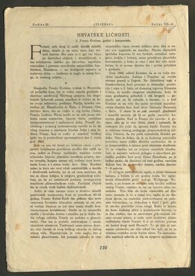 A. Kassowitz-Cvijić: Franjo Krežma, guslač i komponista. Vijenac, 1925.
