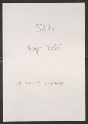 Trošić, Franjo, 10.4.1902. Policijski karton