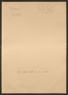 Tomić, Todor, 3.1.1917. Policijski karton