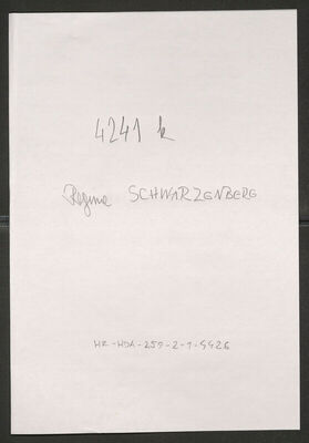 Schwarzemberg, Regina, 30.9.1892. Policijski karton