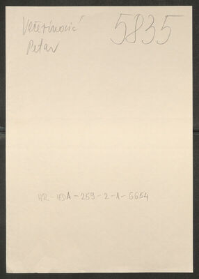 Večerinović, Petar, 1905. Policijski karton