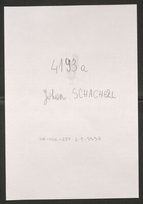 Schacherl, Johan, 18.8.1892. Policijski karton